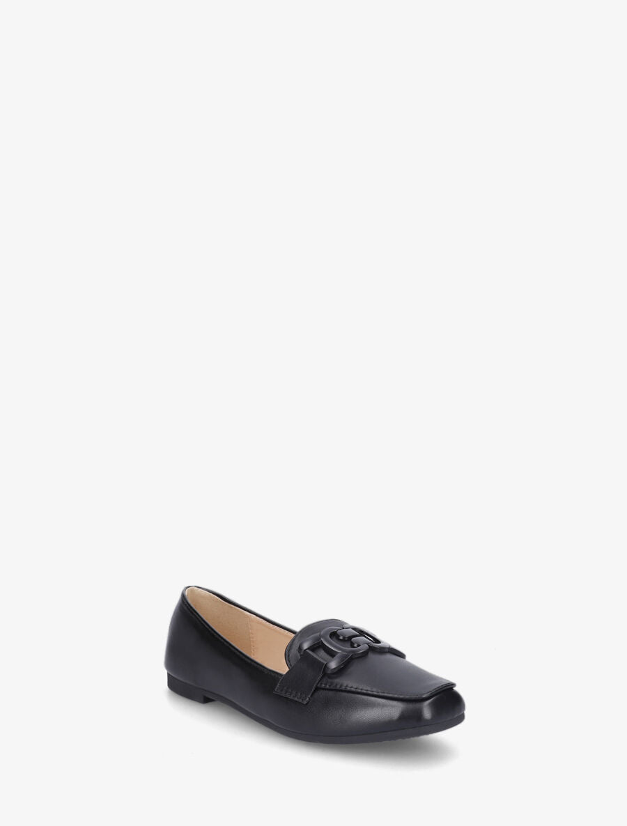 Mocassins en simili à boucle - Noir - 2