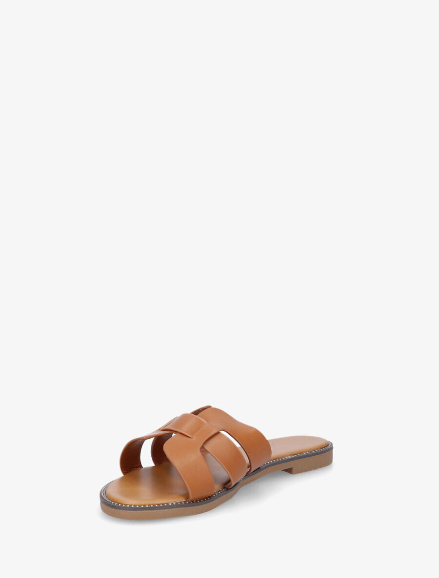 Mules croisées en simili - Camel - 3