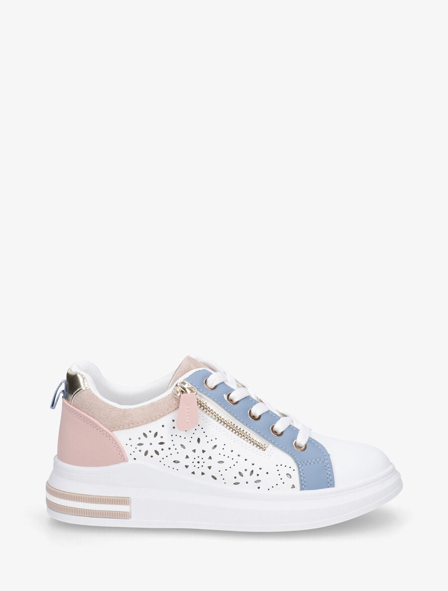 Baskets à zip et motifs perforés - Bleu - 5