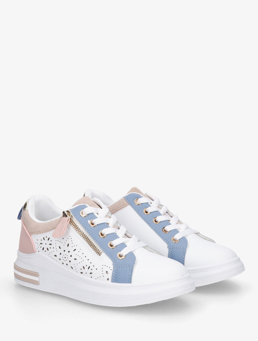 Baskets à zip et motifs perforés - Bleu - 4