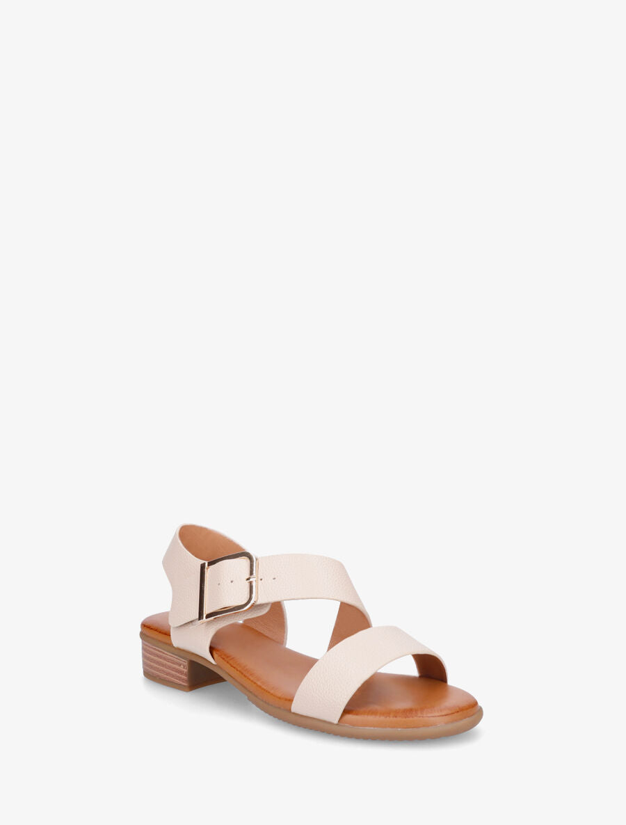 Sandales à talon en simili - Beige - 2