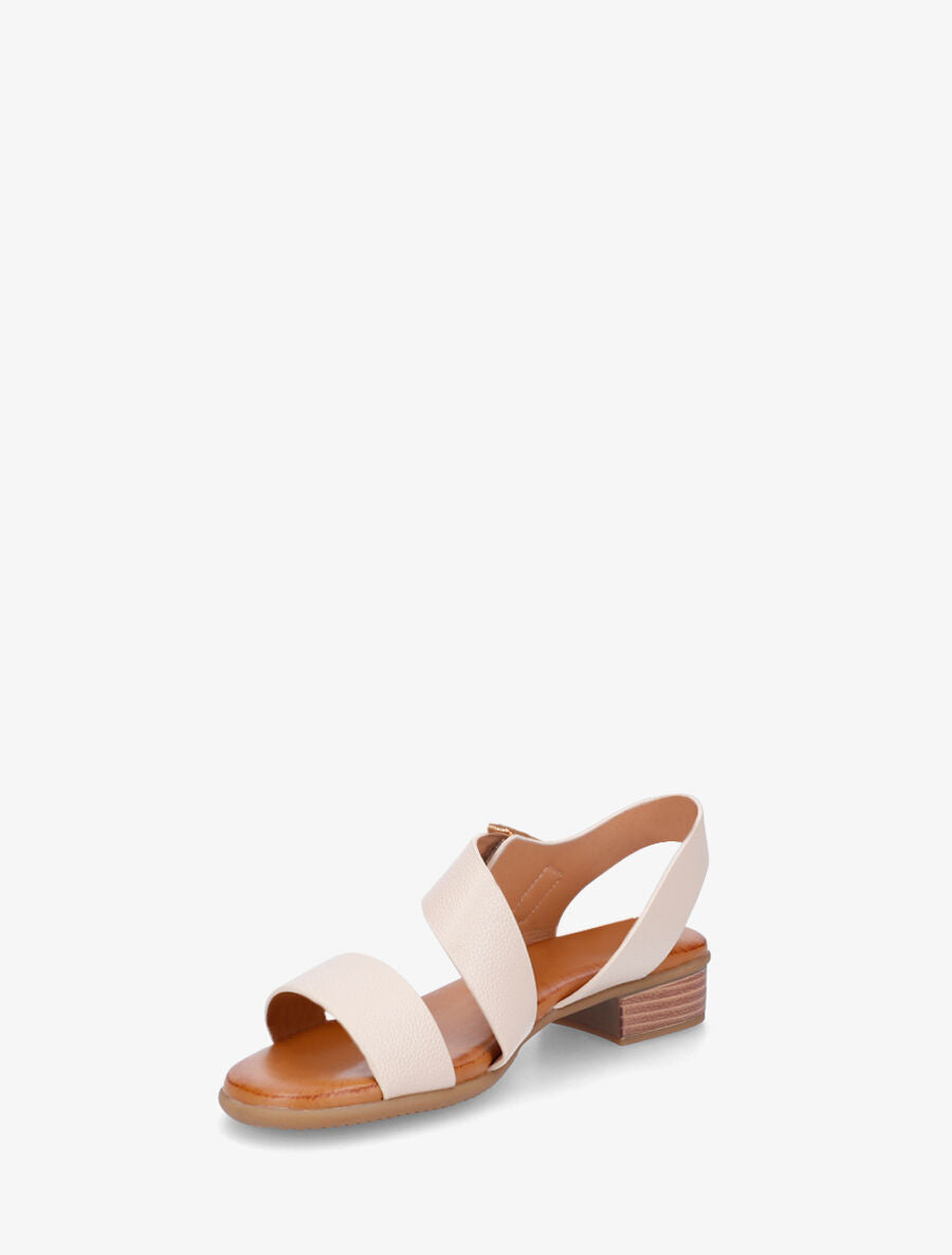 Sandales à talon en simili - Beige - 3