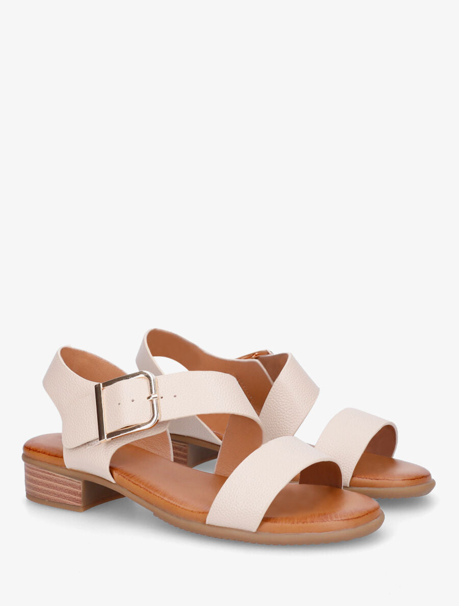 Sandales à talon en simili - Beige - 4
