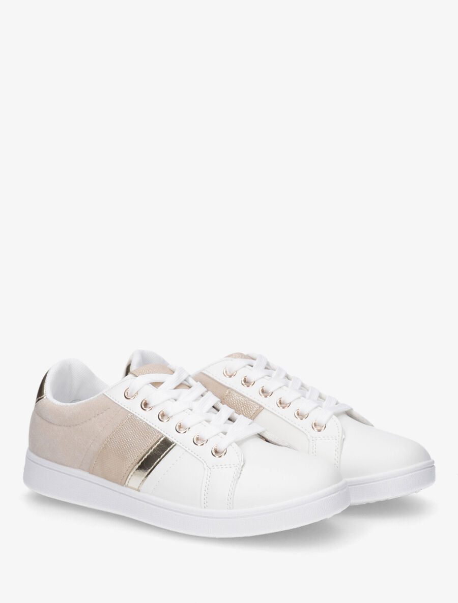 Baskets à bandes et contrefort contrastant - Beige - 4