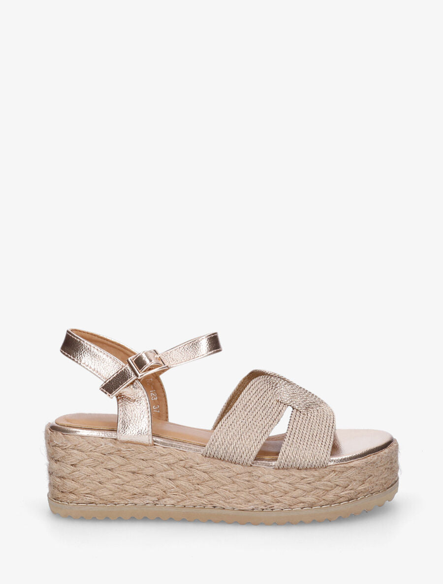 Sandales compensées à bride style cordes - Rose gold - 5