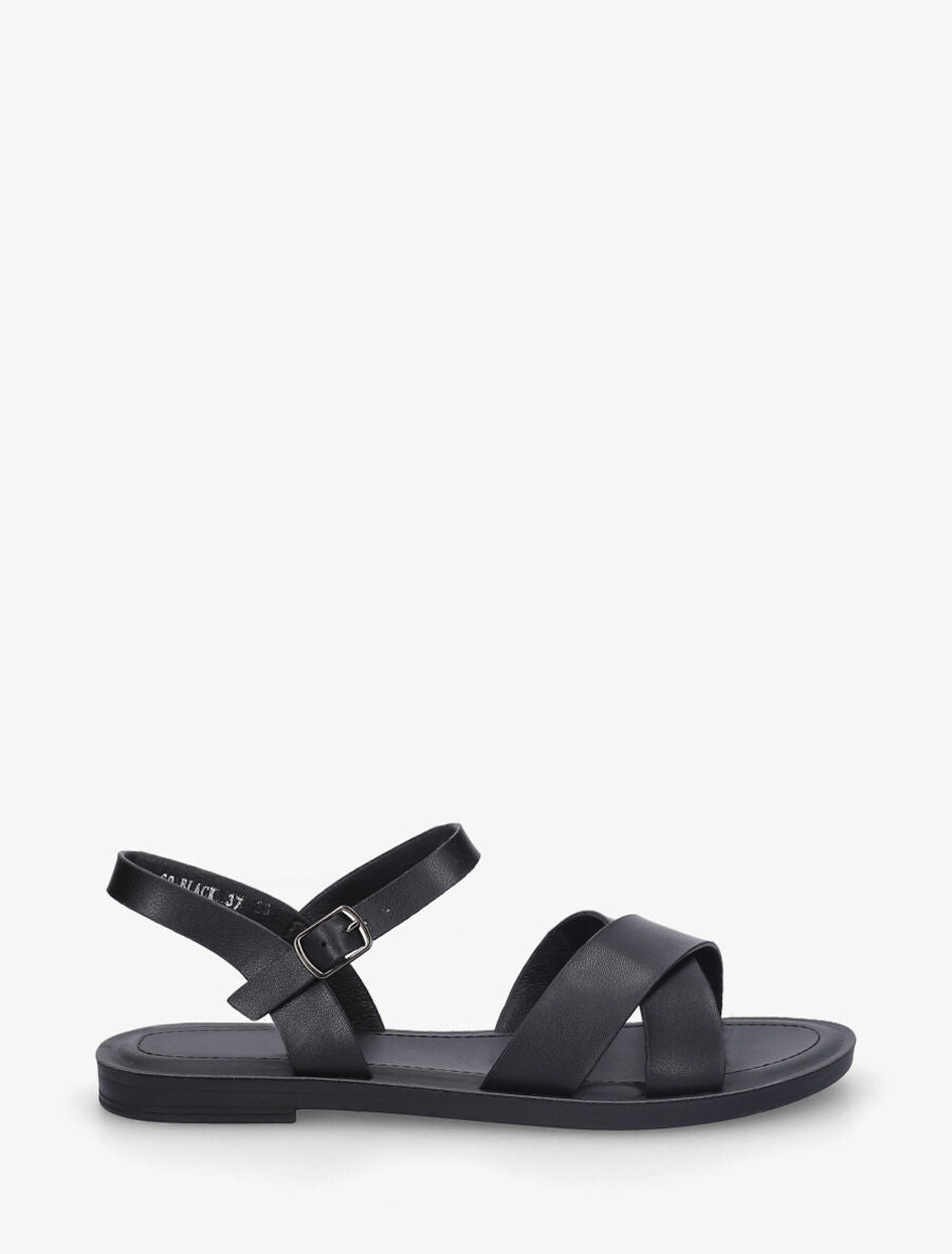Nu-pieds croisés en simili - Noir - 5