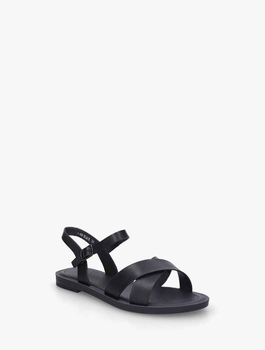 Nu-pieds croisés en simili - Noir - 2