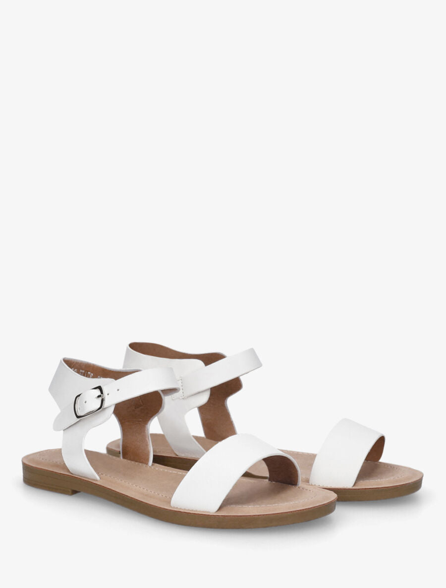 Nu-pieds basiques en simili - Blanc - 4
