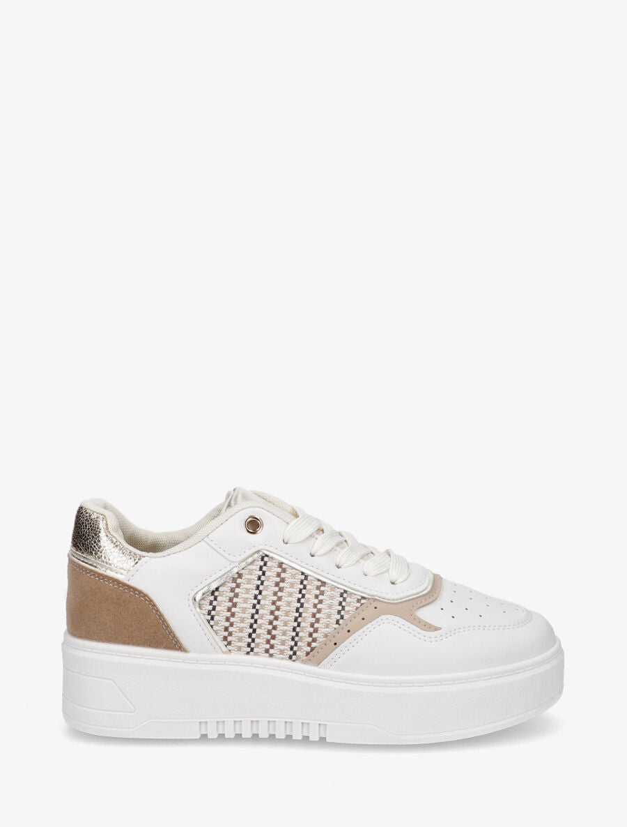 Sneakers à imprimé effet tweed - Beige - 1