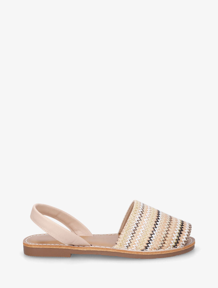 Nu-pieds à brides tressées motif zigzag - Beige - 1