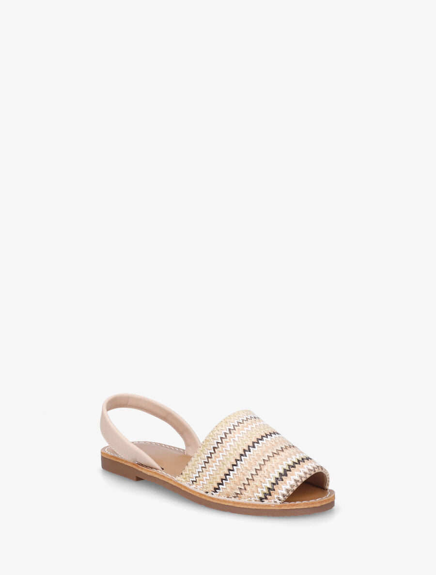Nu-pieds à brides tressées motif zigzag - Beige - 2
