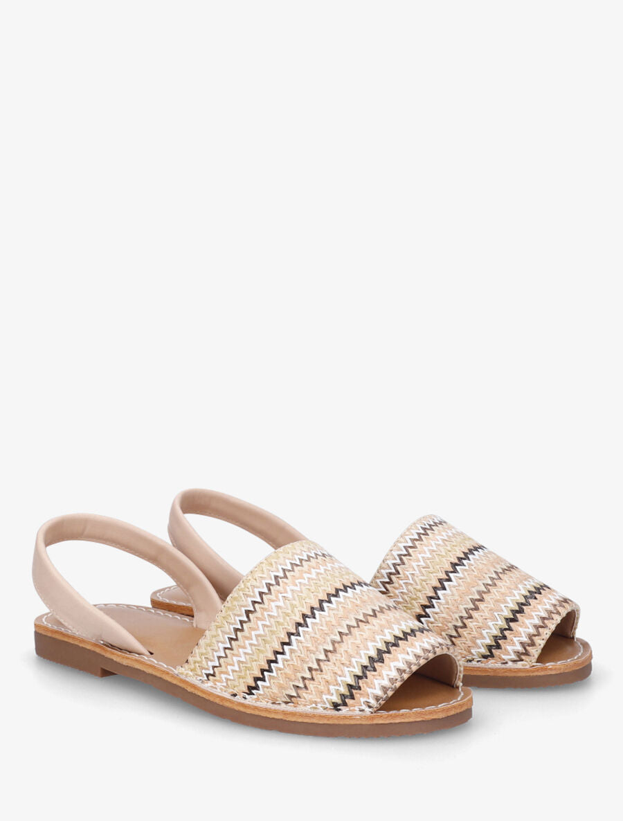 Nu-pieds à brides tressées motif zigzag - Beige - 4