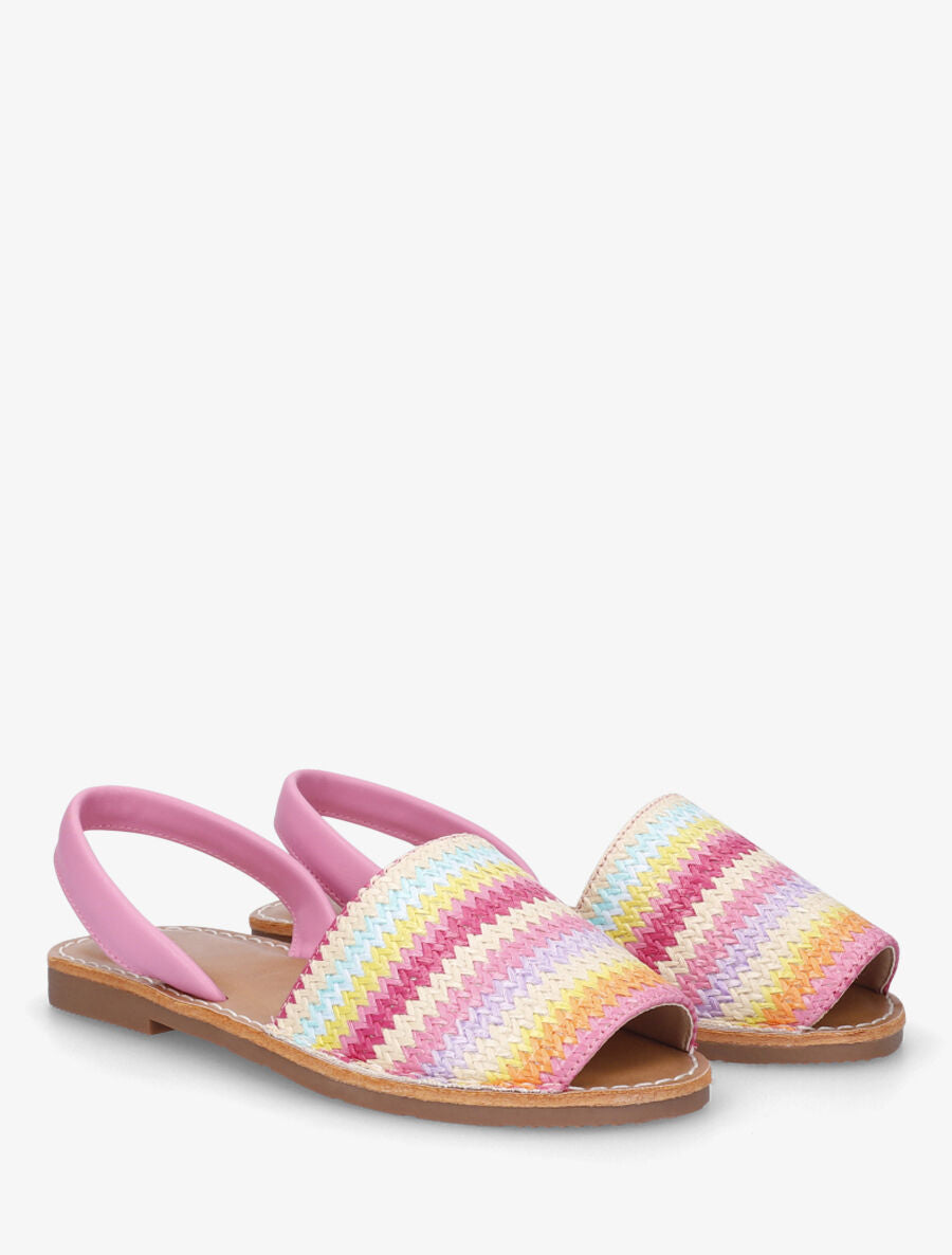 Nu-pieds à brides tressées motif zigzag - Rose - 4