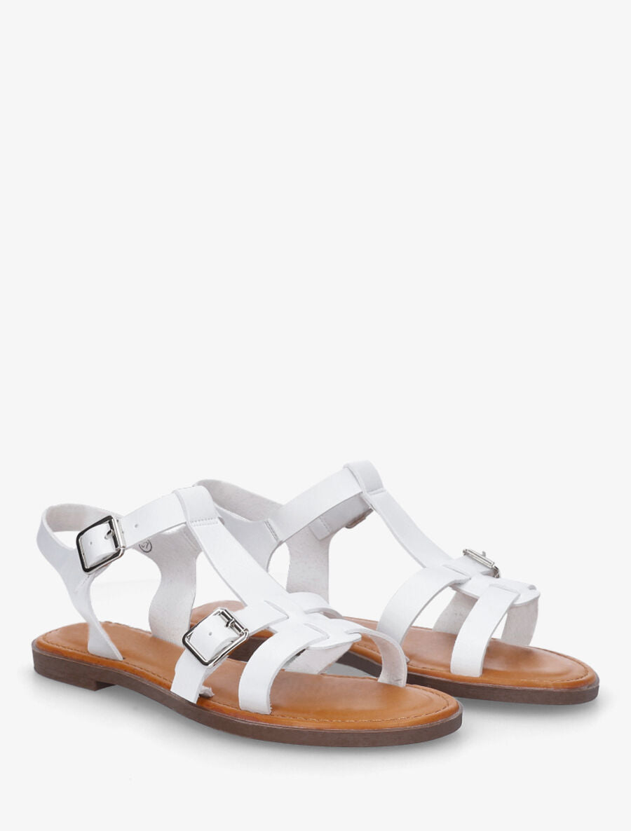 Nu-pieds en simili à double boucles - Blanc - 4
