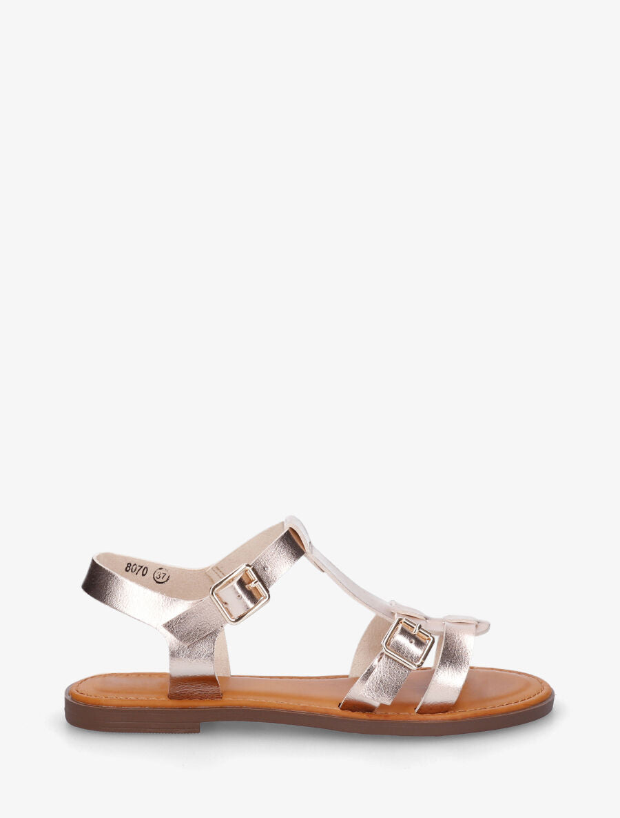 Nu-pieds cloutés en simili nacré - Or