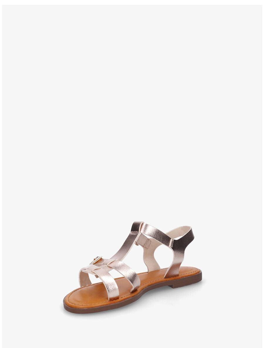 Nu-pieds en simili à double boucles - Doré rose - 3