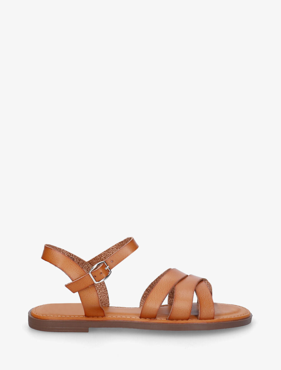 Nu-pieds multibrides croisées - Camel - 1