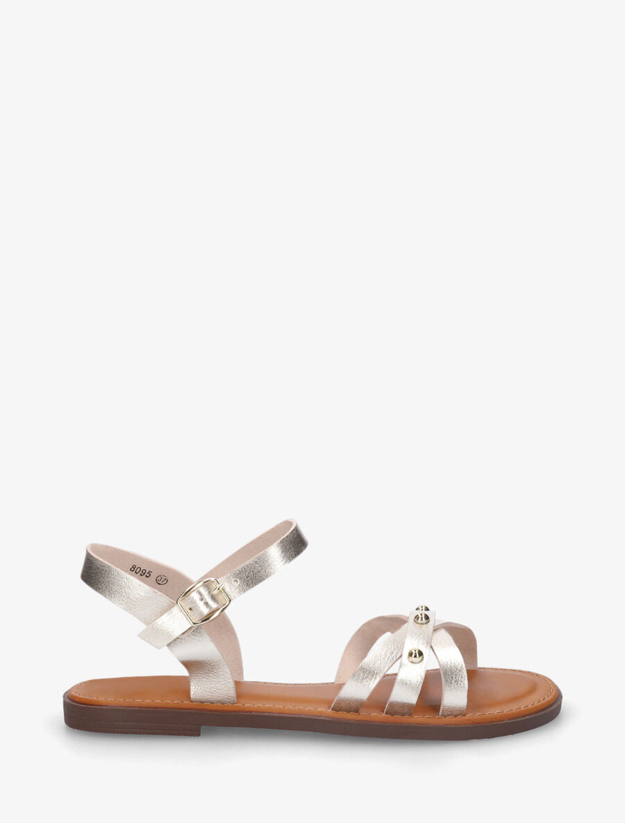 Nu-pieds croisés à clous - Or - 1
