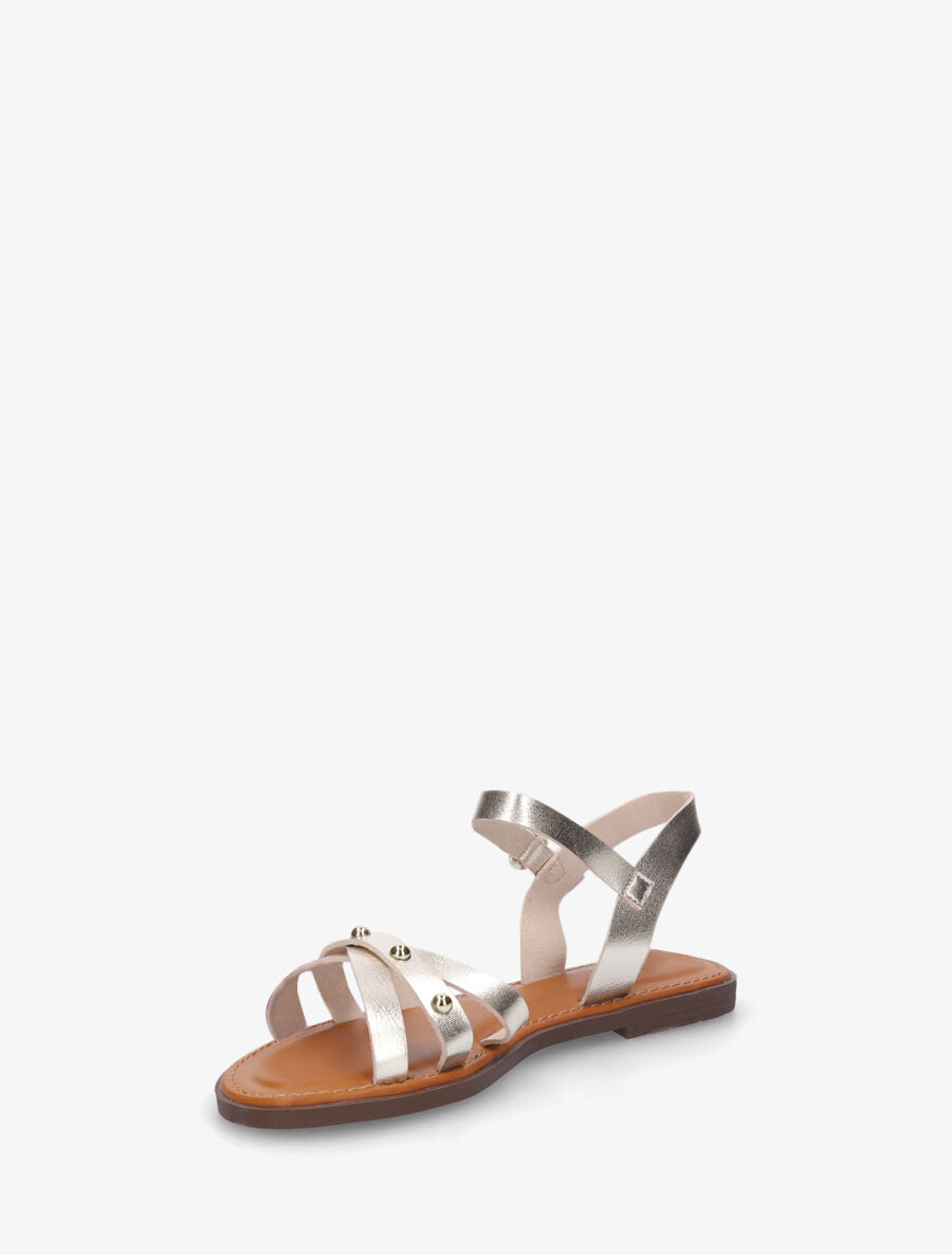 Nu-pieds croisés à clous - Or - 3