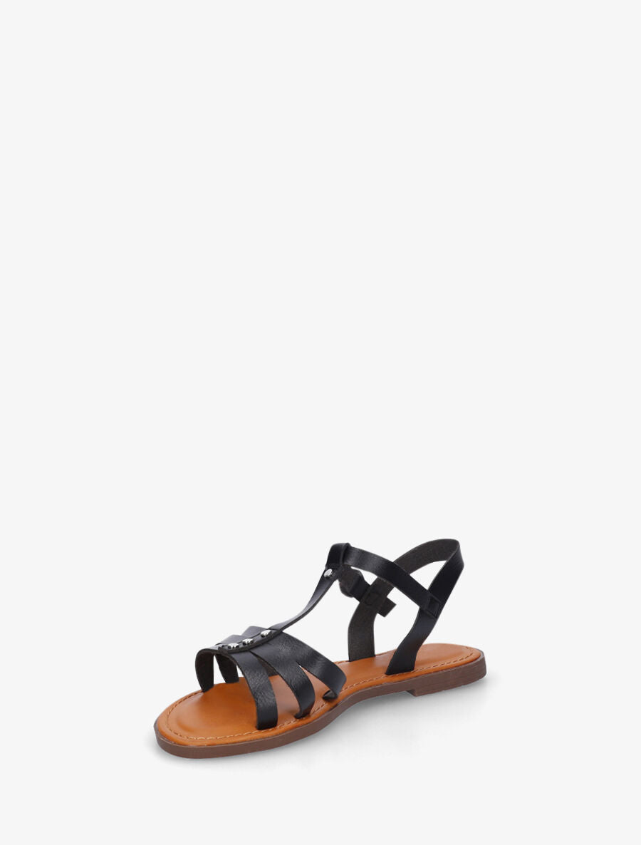 Nu-pieds multi-brides à clous - Noir - 3