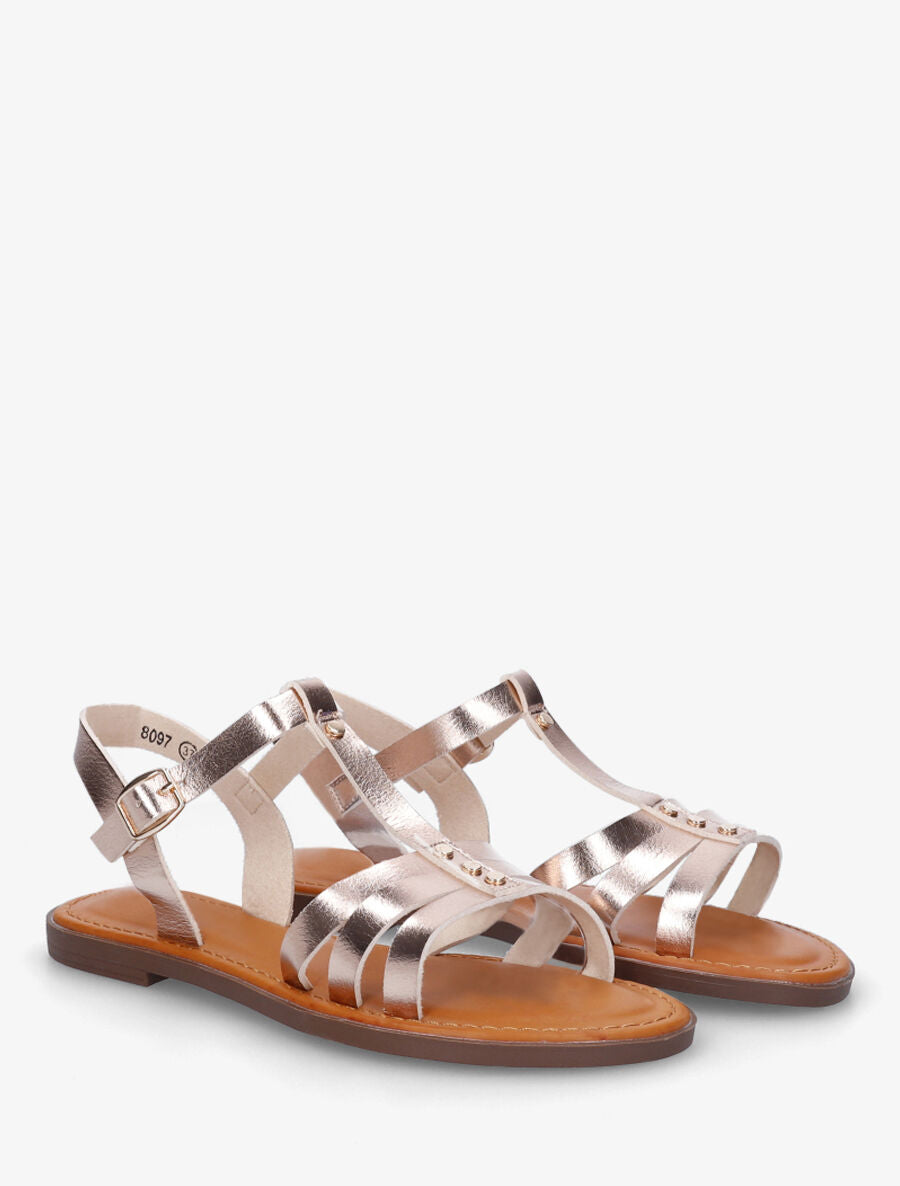 Nu-pieds multi-brides à clous - Rose gold - 4