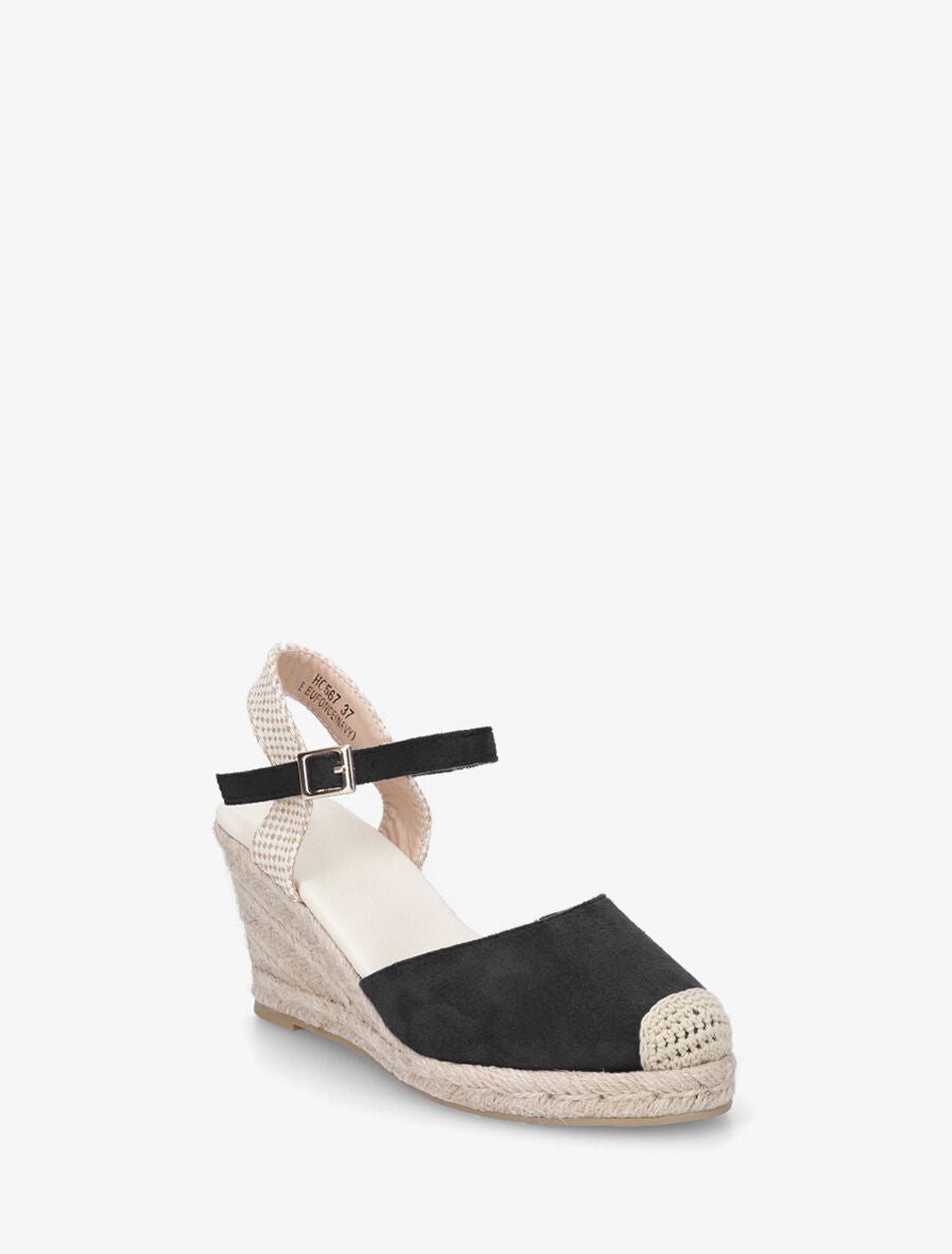 Espadrille en suédine à talon compensé - Noir - 2