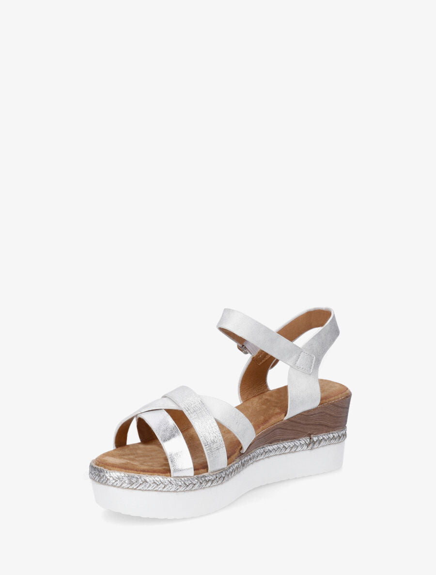Sandales compensées brides croisées irisées - Blanc - 3