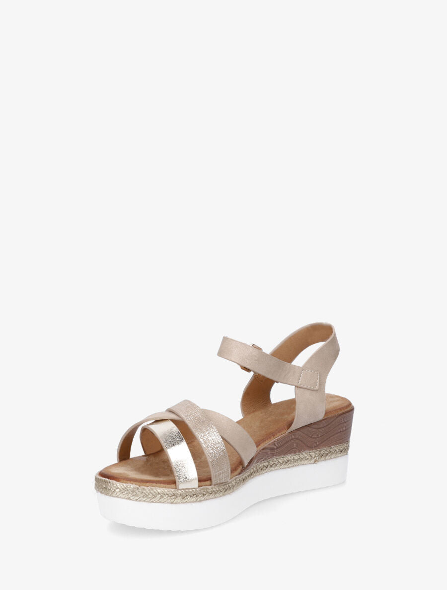 Sandales compensées brides croisées irisées - Beige - 4