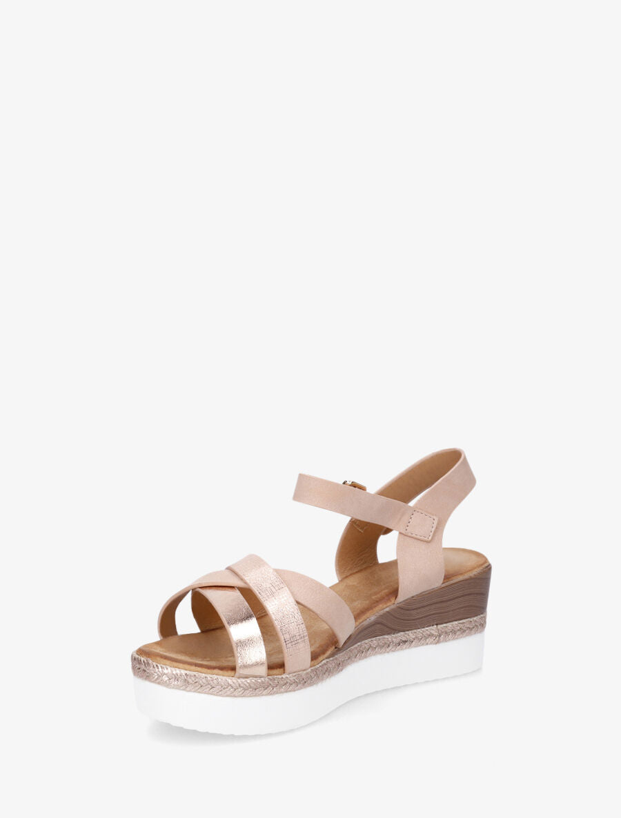 Sandales compensées brides croisées irisées - Rose - 3