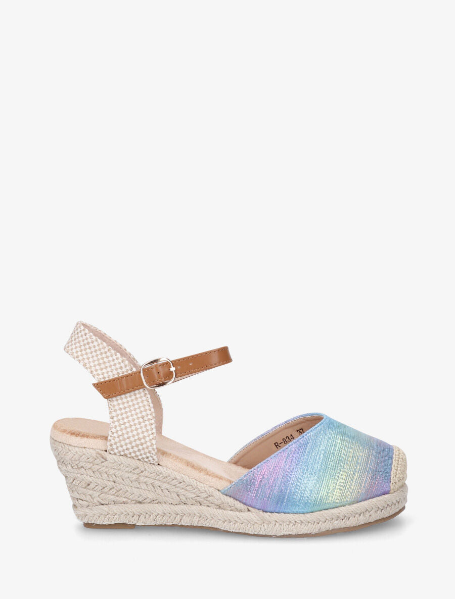 Espadrilles irisées en tissu - Bleu - 5