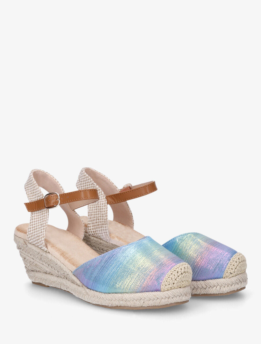 Espadrilles irisées en tissu - Bleu - 4