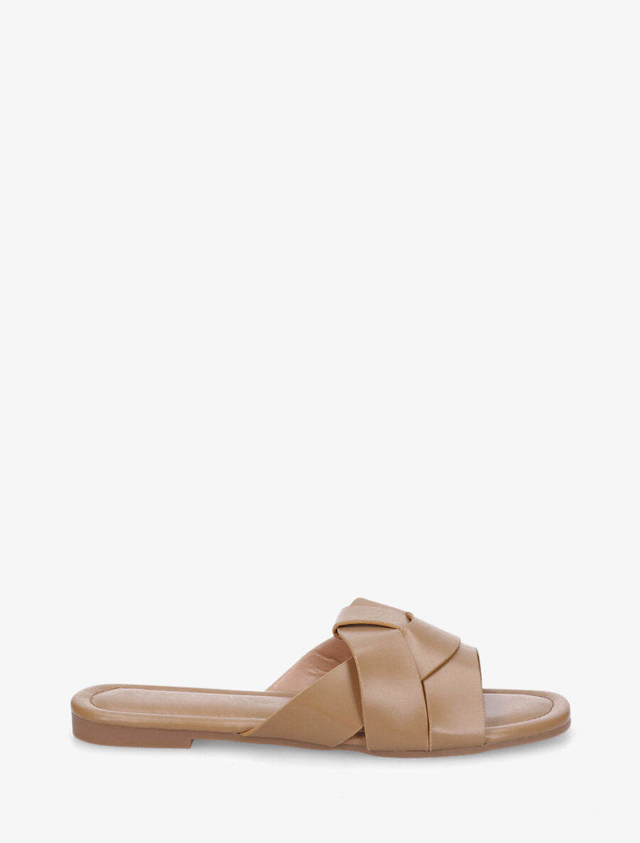 Claquettes à brides entrelacées - Camel - 1