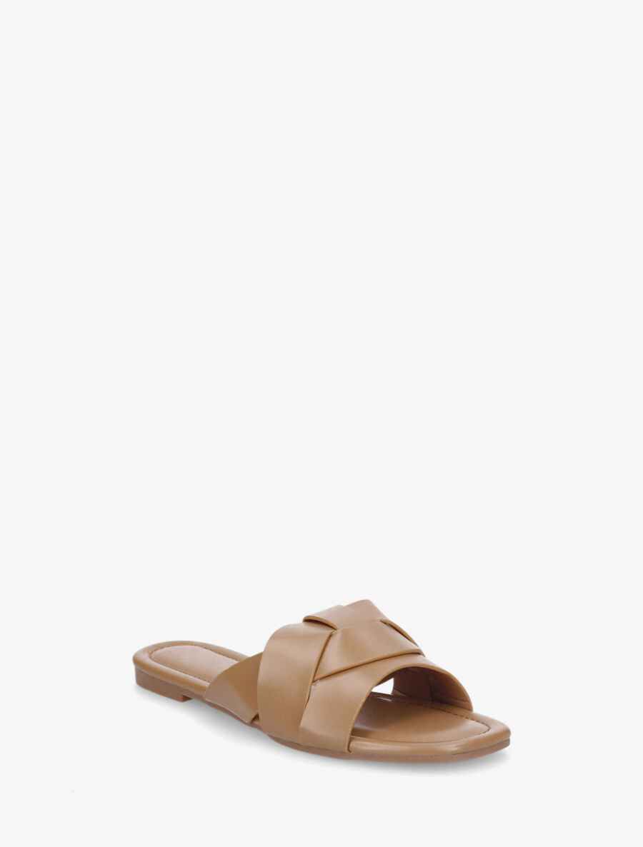 Claquettes à brides entrelacées - Camel - 2