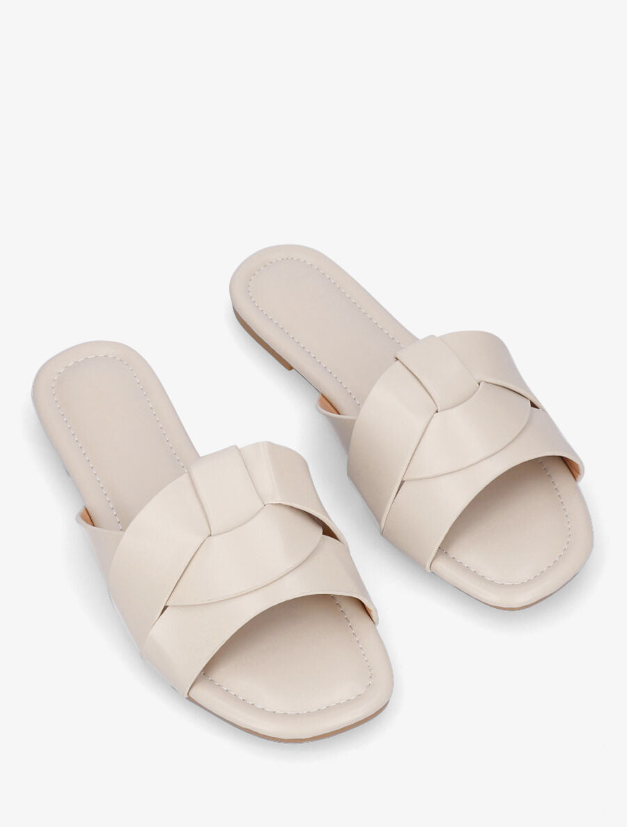 Claquettes à brides entrelacées - Beige - 4