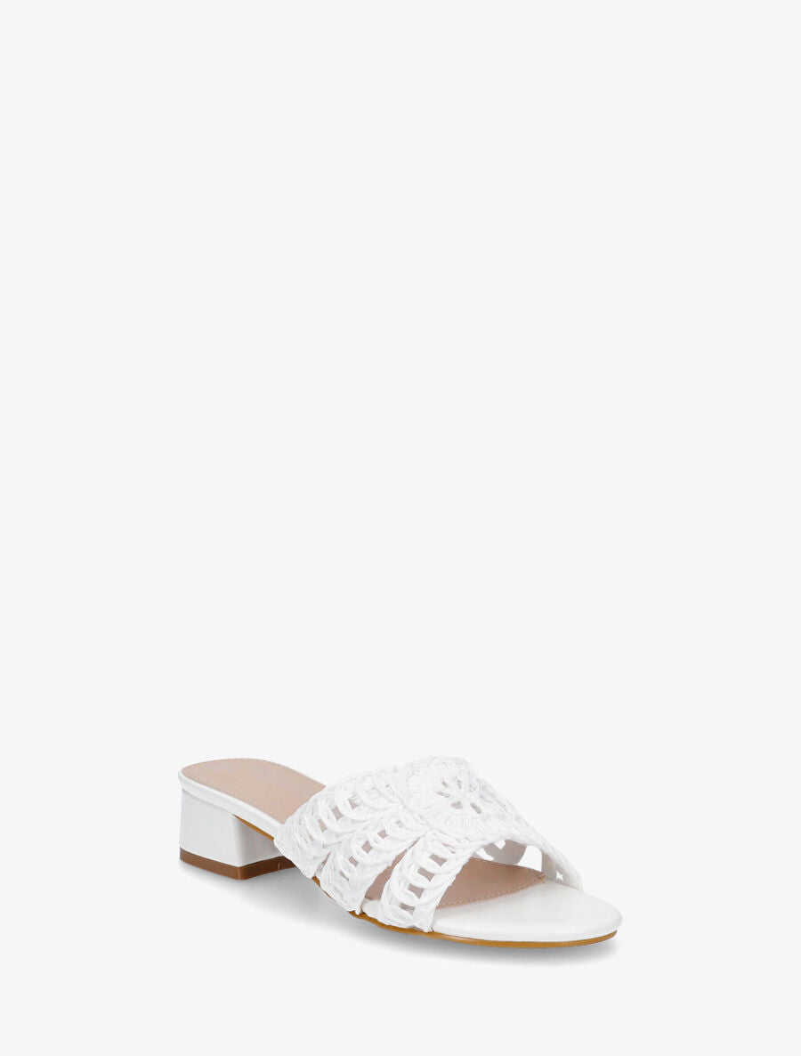 Mules style macramé en simili - Blanc - 2