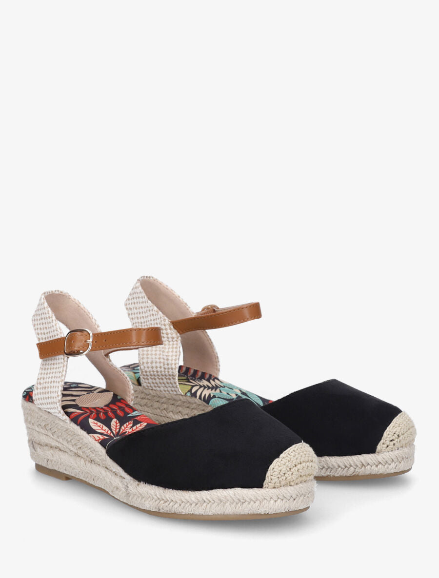 Espadrille en suédine à semelle fantaisie - Noir - 4