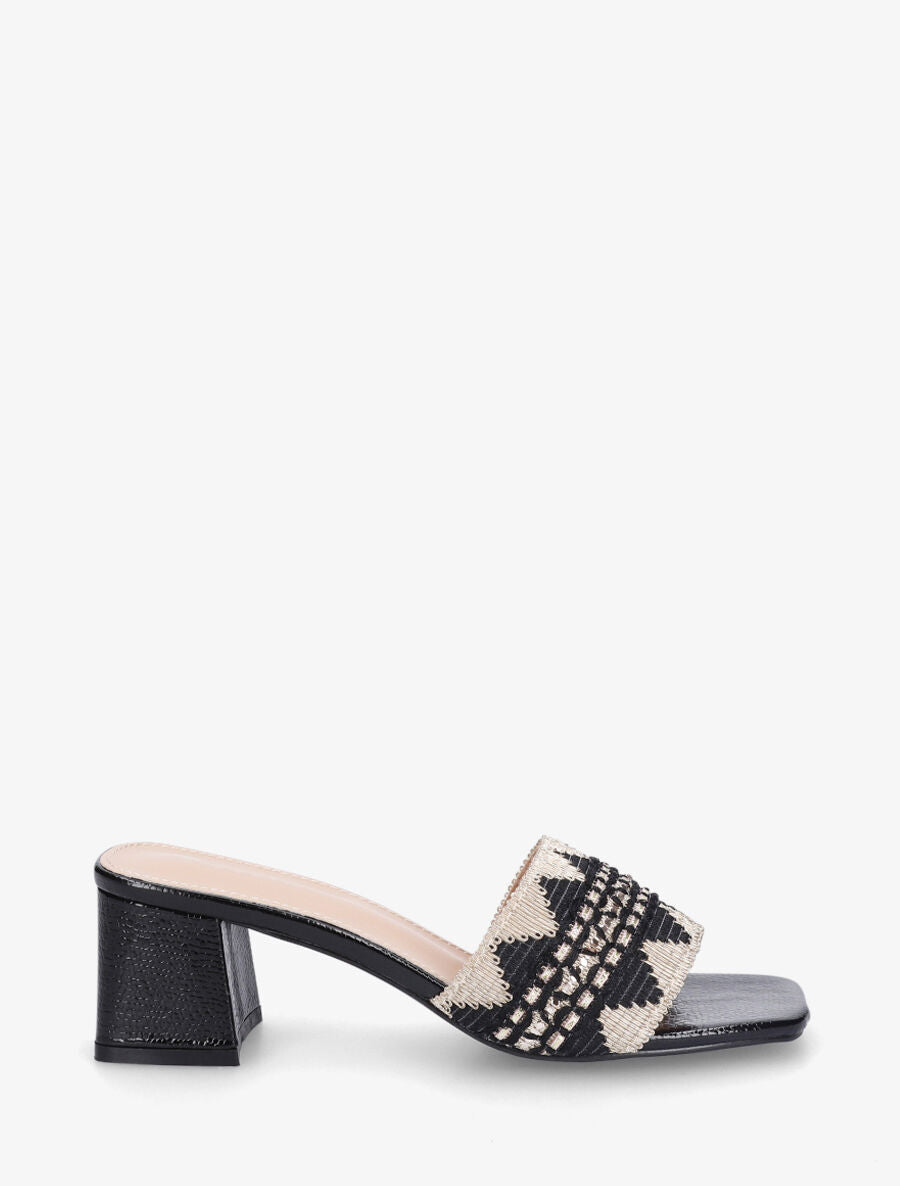 Mules irisées style jacquard zigzag - Noir - 1