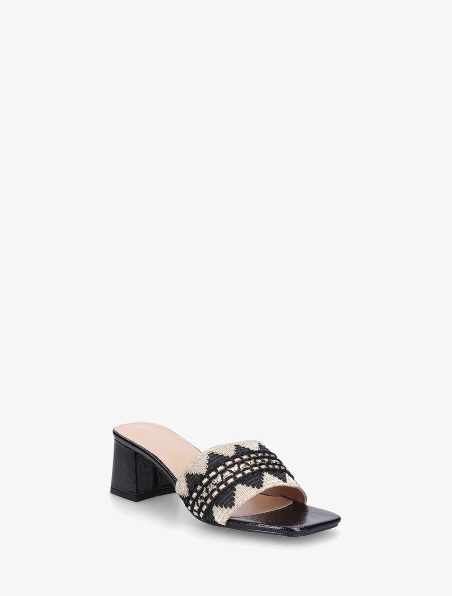 Mules irisées style jacquard zigzag - Noir - 2