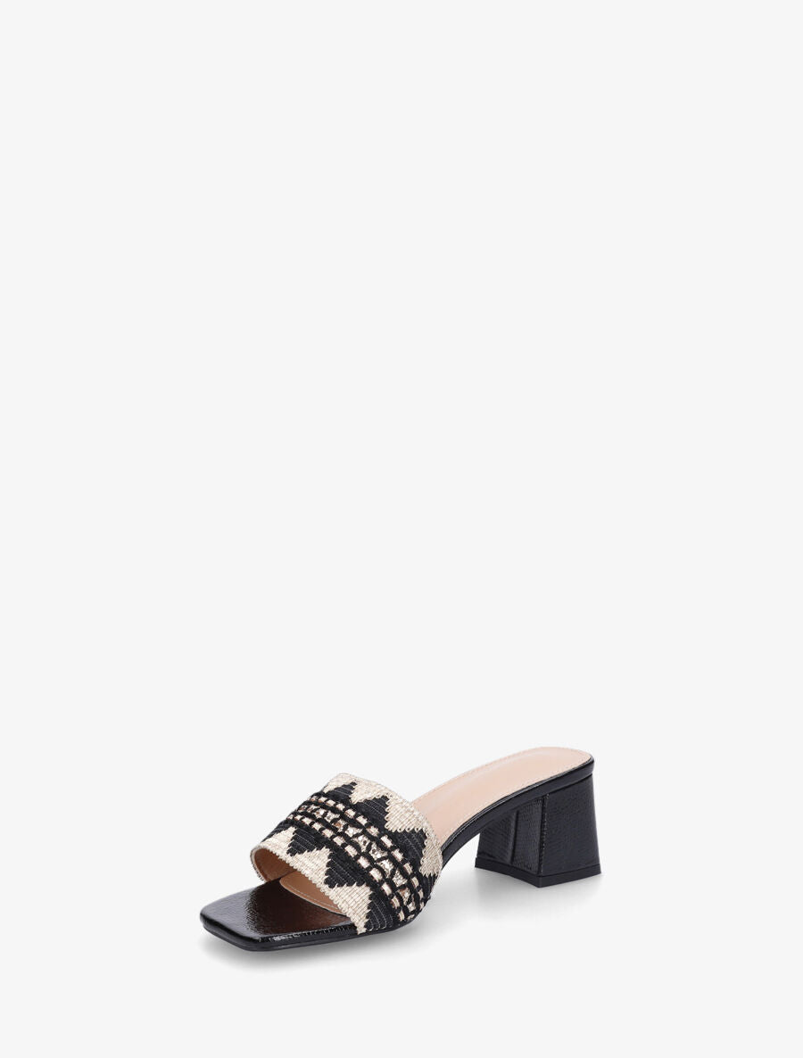 Mules irisées style jacquard zigzag - Noir - 3