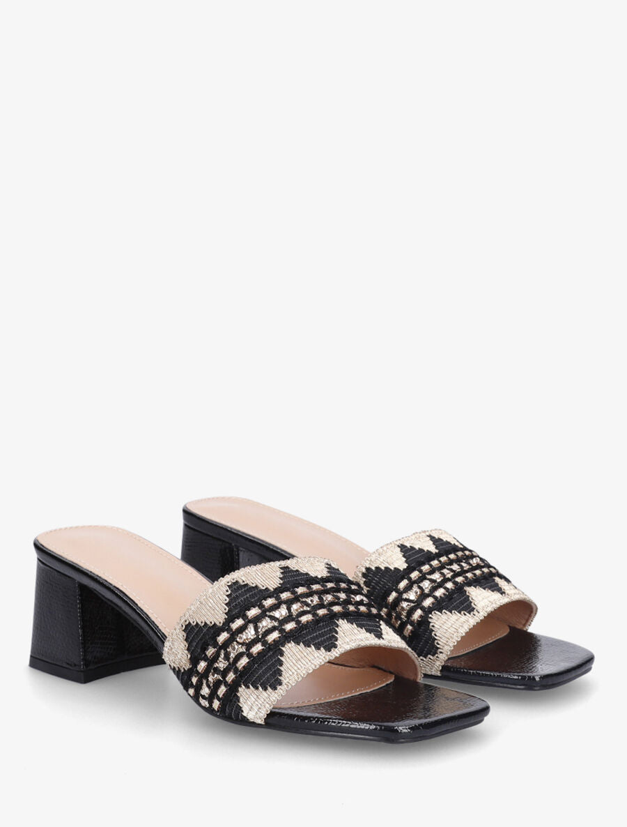 Mules irisées style jacquard zigzag - Noir - 4