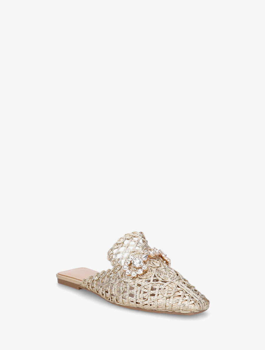 Mules effet paille à boucle fantaisie - Or - 2