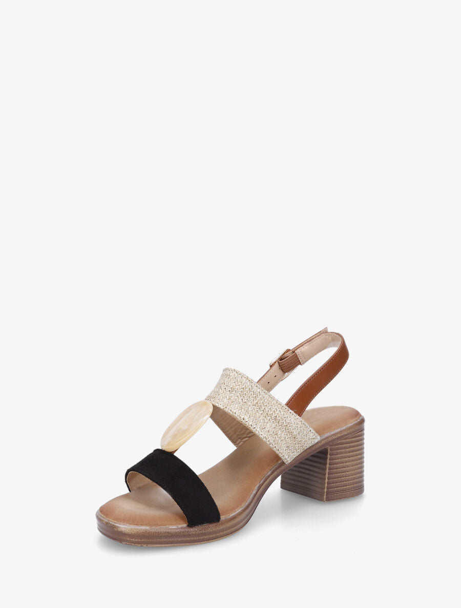 Sandales bi-matière à bijou style marbre - Noir - 4