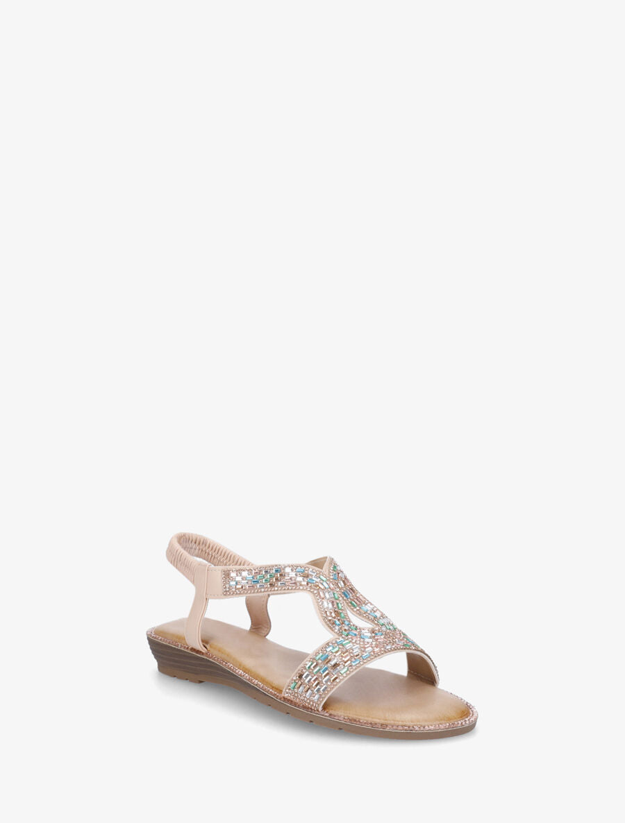 Nu-pieds élastiqués à strass - Rose gold - 2
