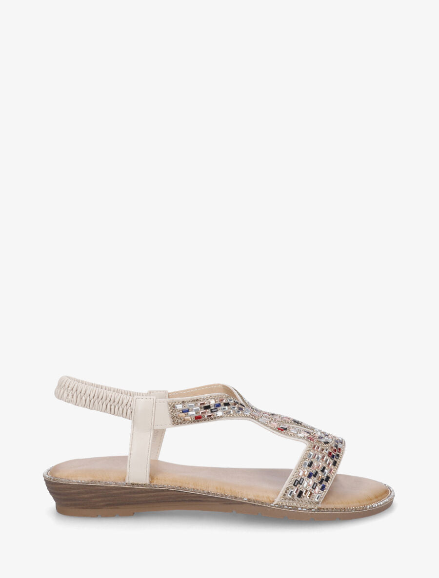 Nu-pieds élastiqués à strass - Or - 1