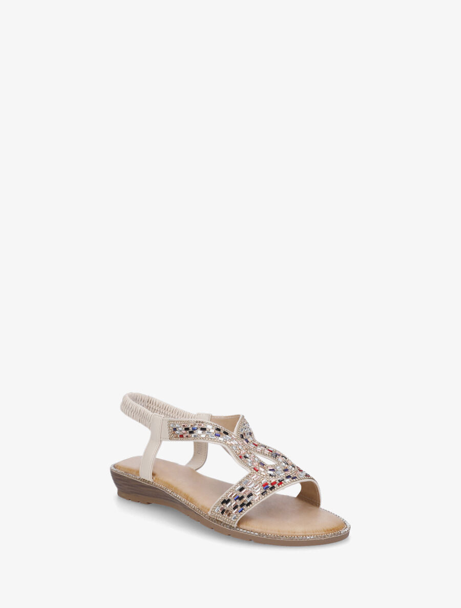 Nu-pieds élastiqués à strass - Or - 2