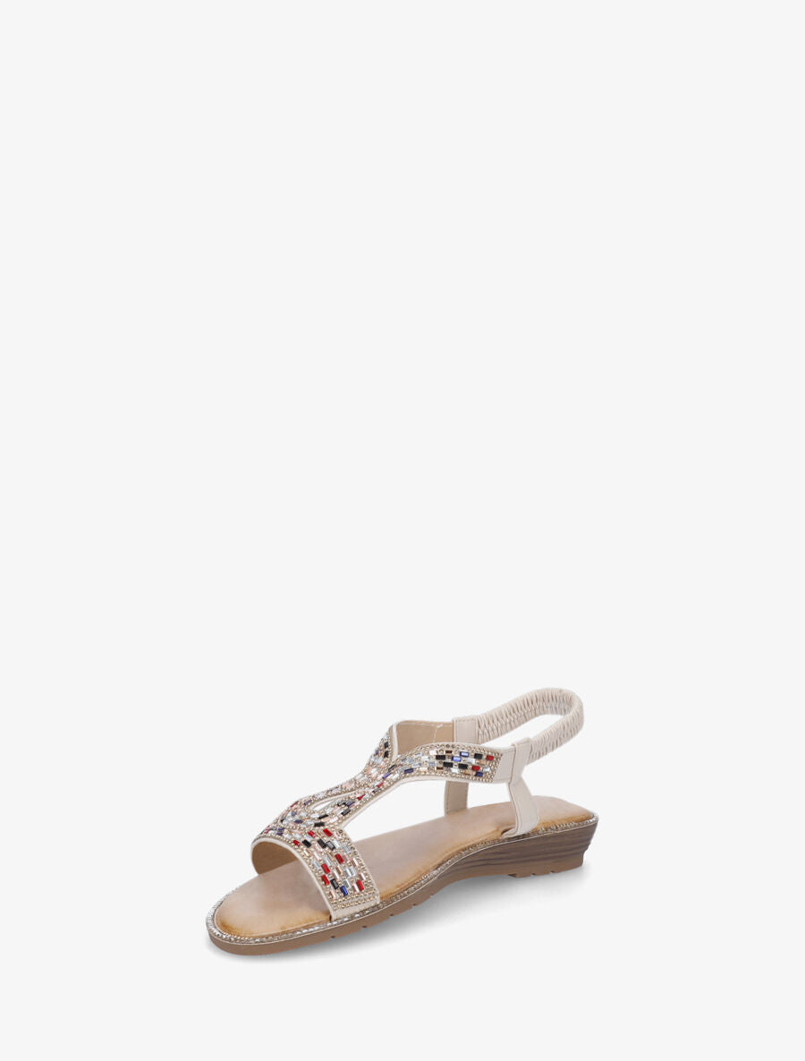 Nu-pieds élastiqués à strass - Or - 3