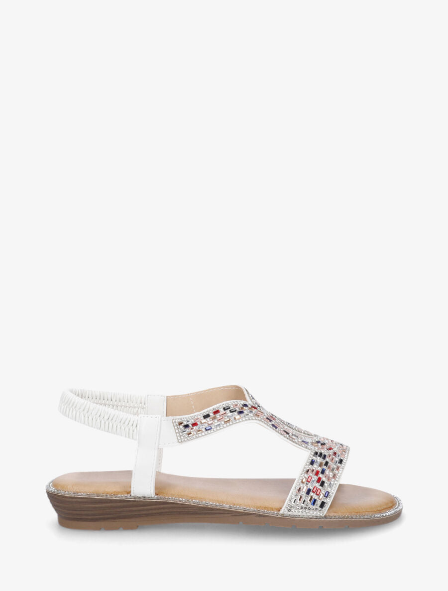 Nu-pieds élastiqués à strass - Argent - 1