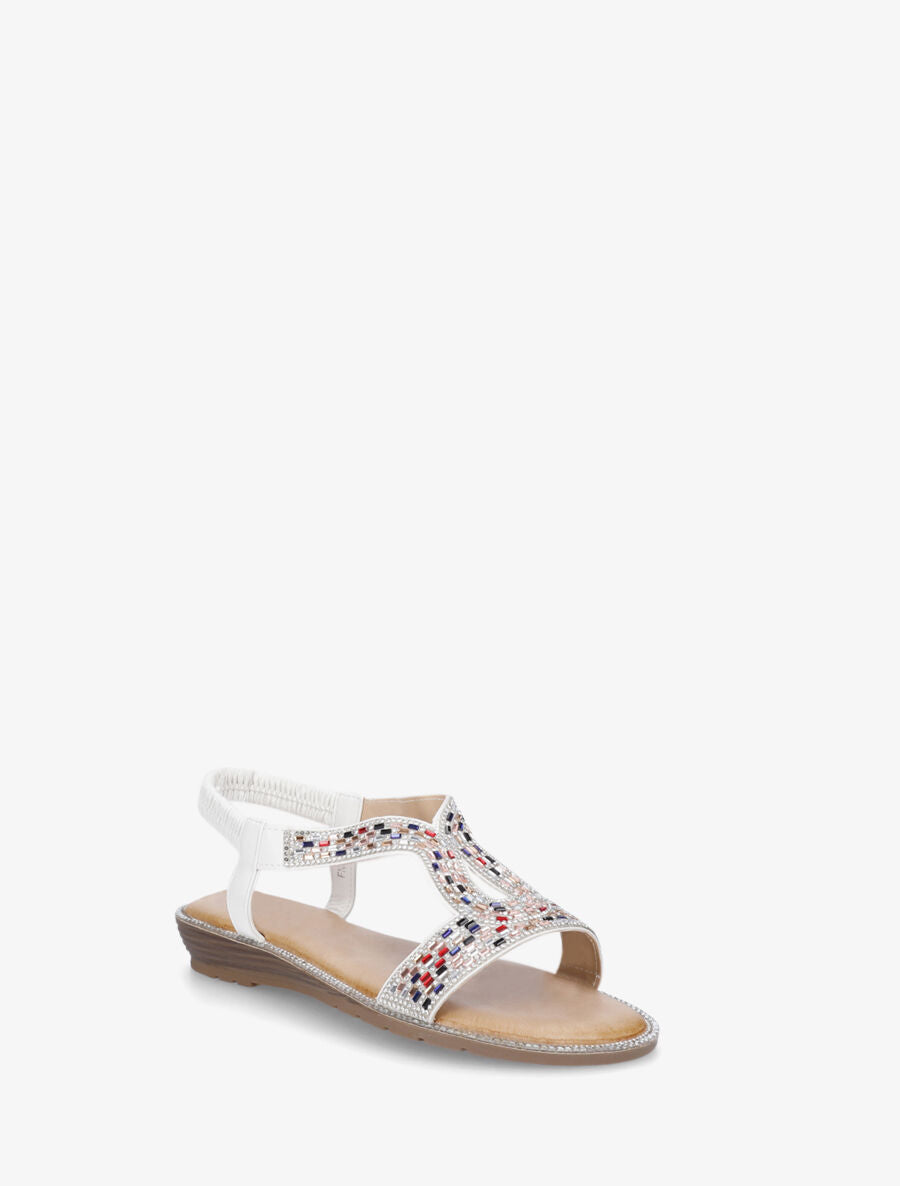 Nu-pieds élastiqués à strass - Argent - 2