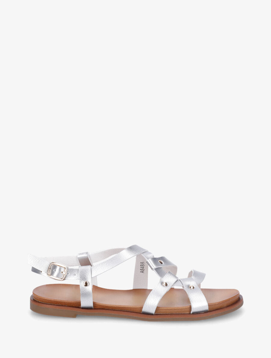 Nu-pieds en simili à bride courbée - Argent - 5