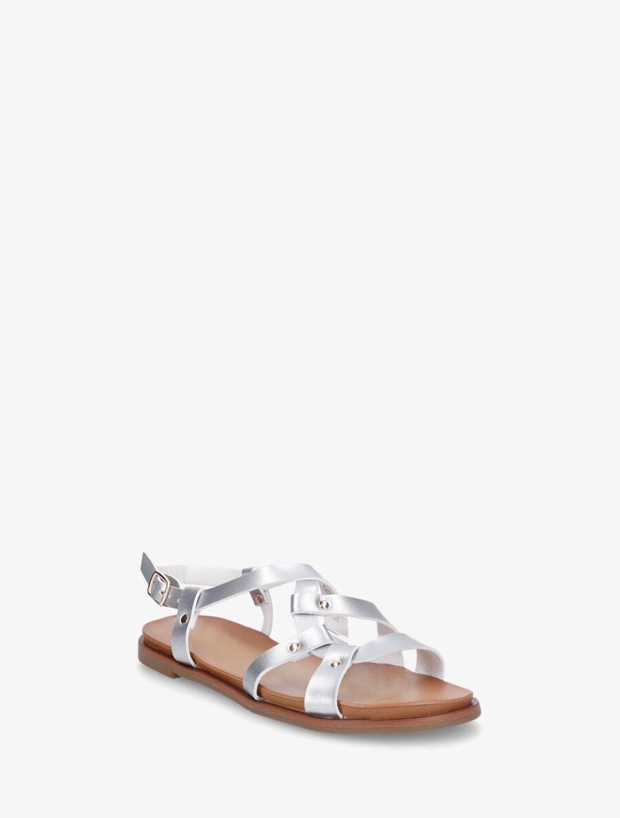 Nu-pieds en simili à bride courbée - Argent - 2